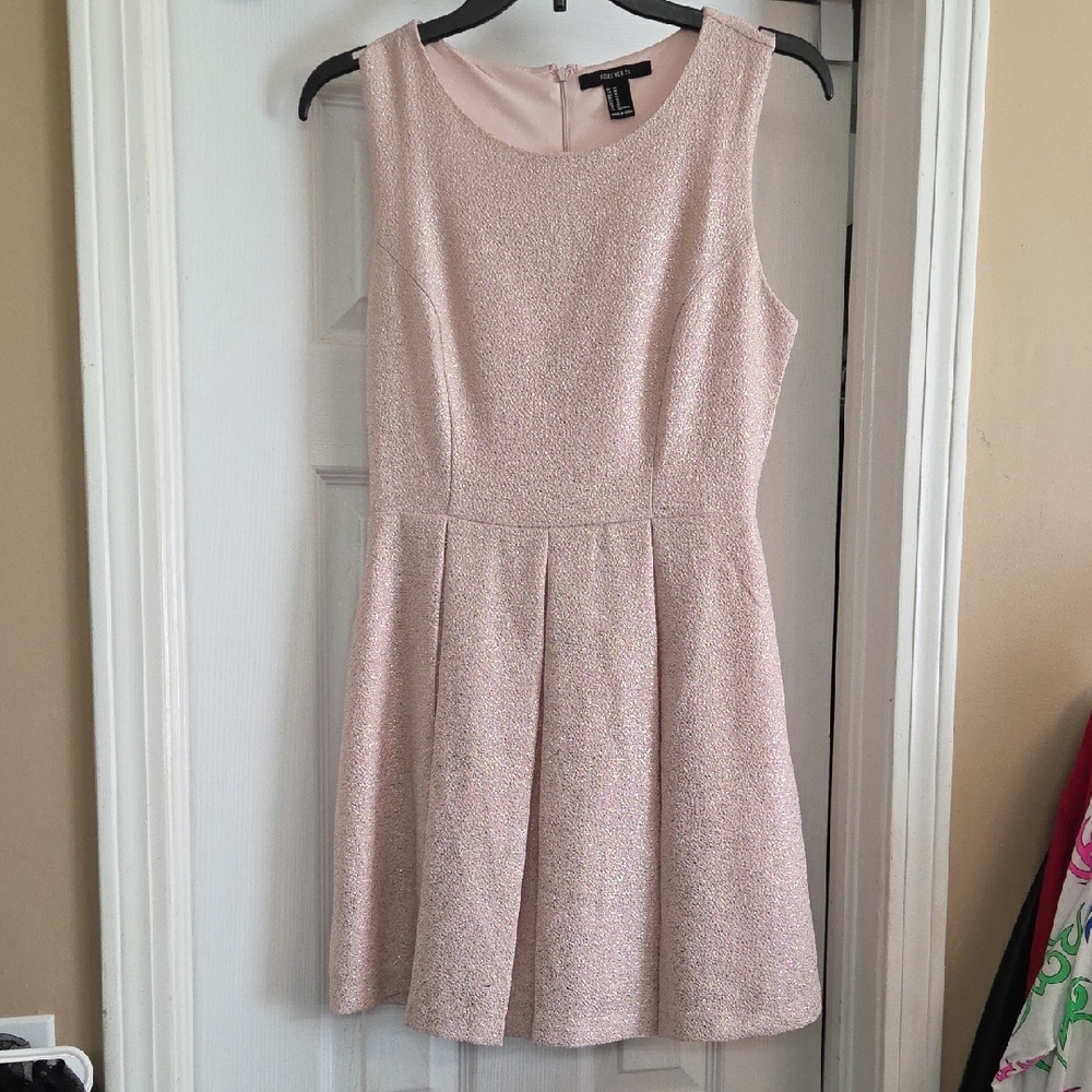 PRETTY! Forever 21 Blush Pink Shimmer Mini Easter Cocktail Dress
